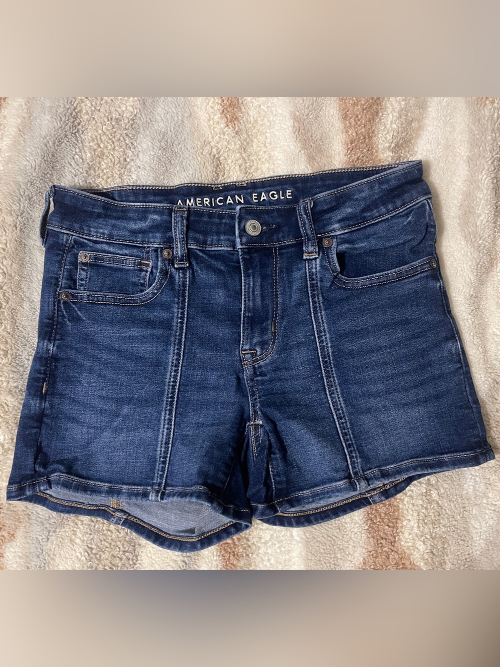 American Eagle Outfitters Dark Indigo High-Rise Denim Shorts
